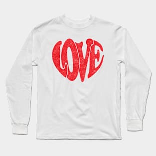 Retro Love Heart Valentine Long Sleeve T-Shirt